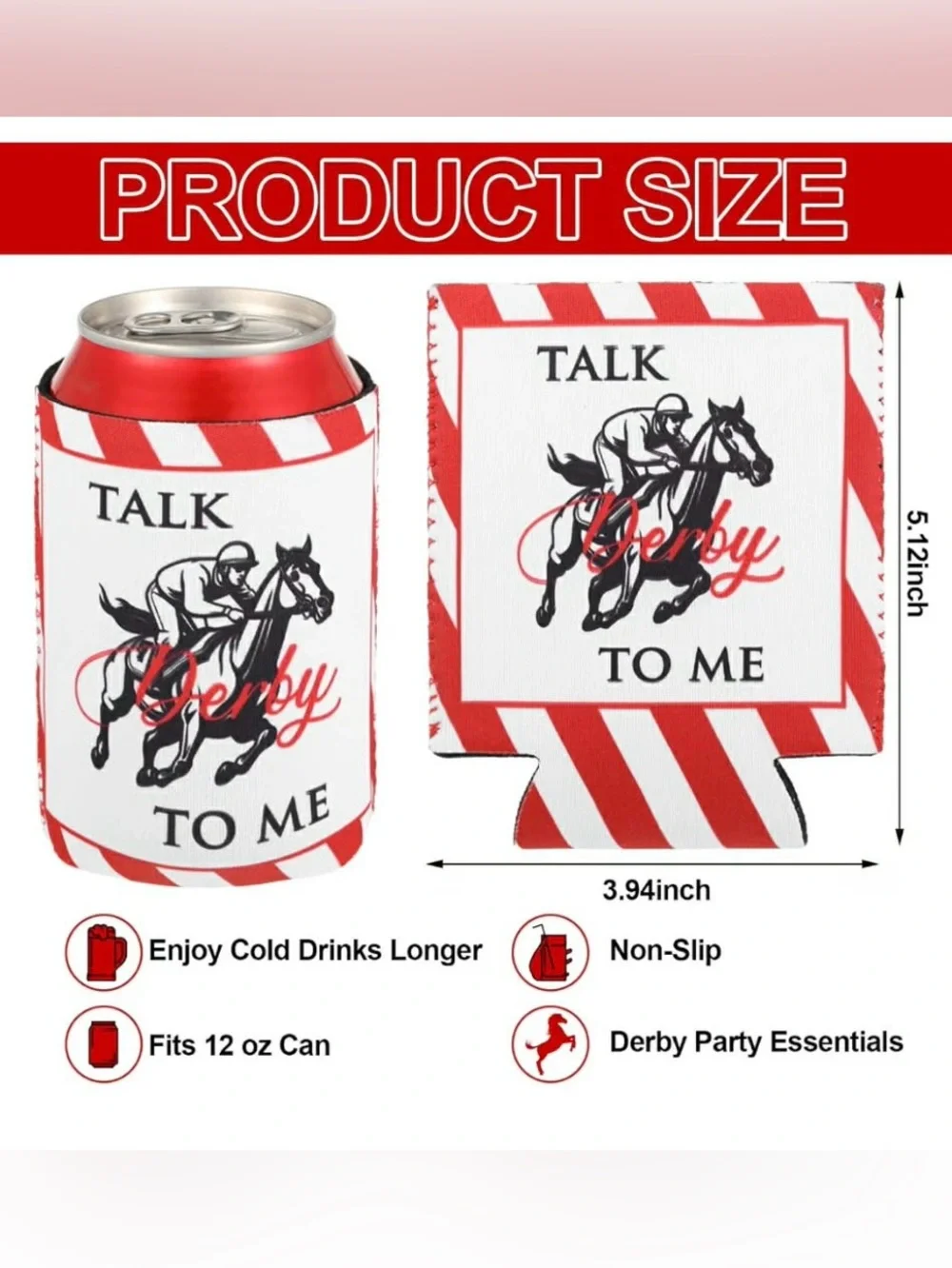 Talk Derby To Me Red & White Can Cooler set of 18 new in box
